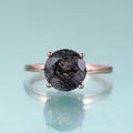KH073 Fine Jewelry Factory Wholesale Solitaire 9mm Black Rutilated Quartz Gemstone 925 Sterling Silver Engagement Ring