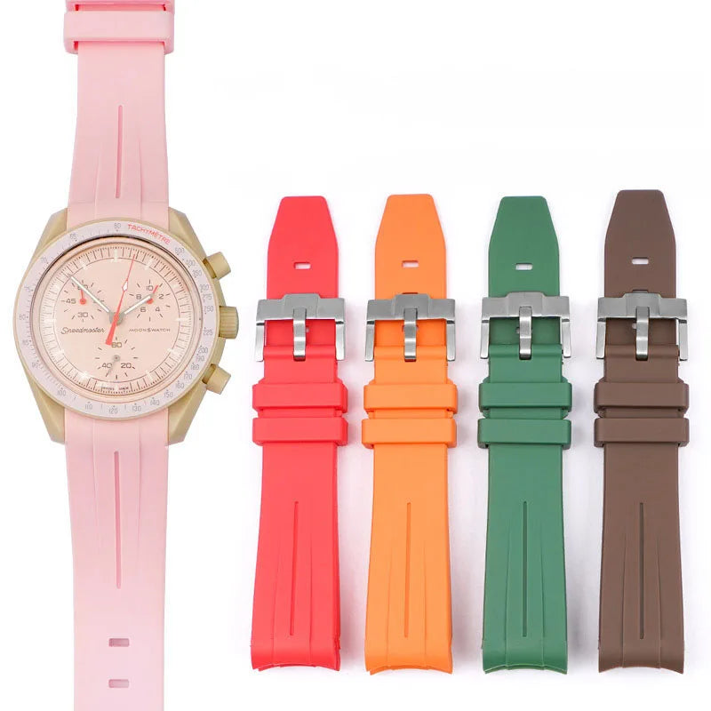 Curved Ends Watch Accessories Water Ghost GMT Sports Silicone Watch Strap Waterproof Rubber Watch Band Fit for Rolx 20/21/22mm