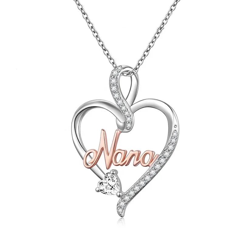 GP103 New Design Heart Shaped Love NaNa Cubic Zirconia S925 Sterling Silver Necklace Pendant Indian Accessories for Women