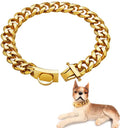 Hot Selling Classic Solid Rivet Design Dog Collar with Safety Lock Strong Stainless Steel Metal Links Free Sample