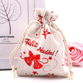 13x18cm Christmas Linen Pouch Jewelry Gift Package Drawstring Bag