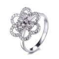 Sterling Silver 925 Flower Design Band Rings Jewelry for Women Thin Band Rings