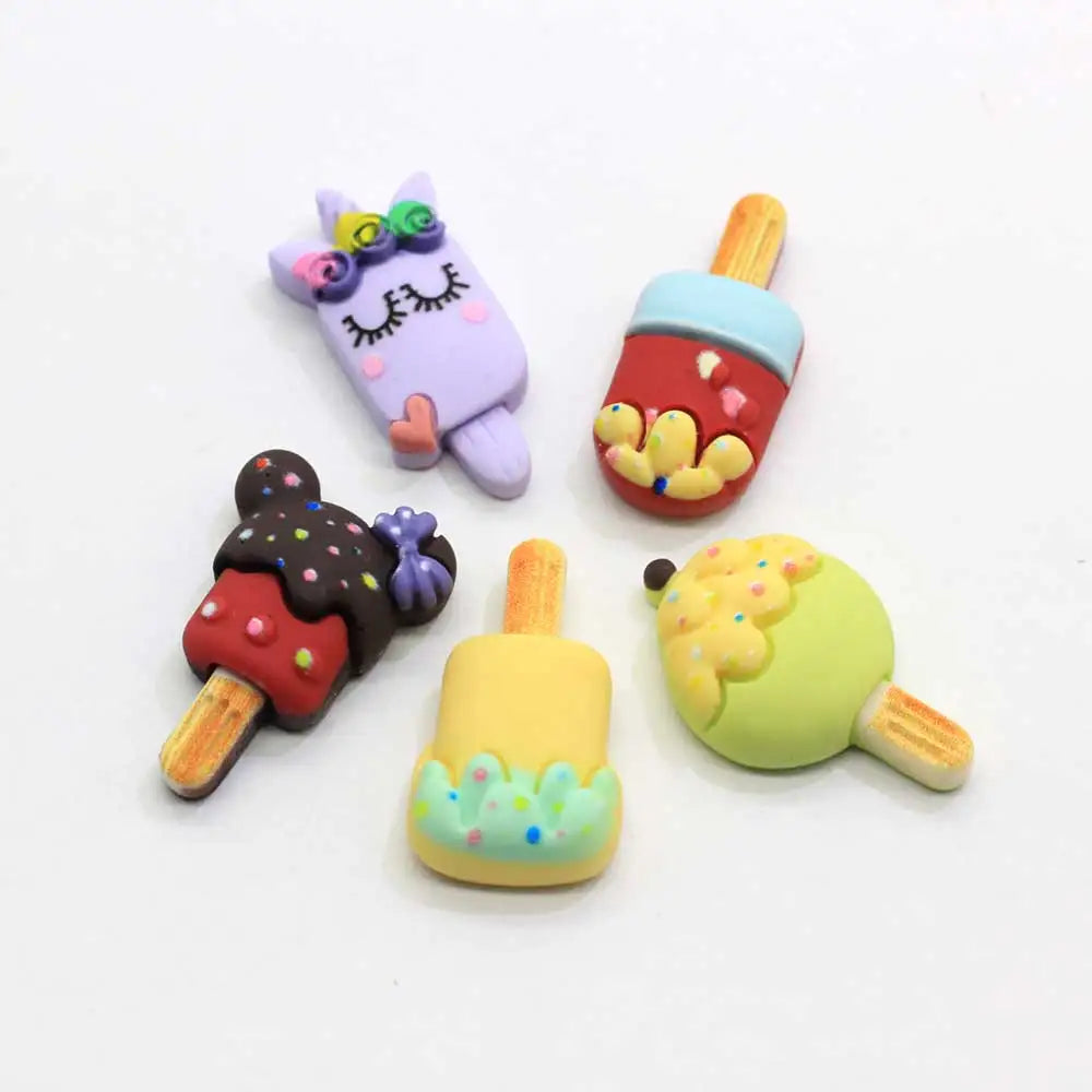 Resin Unicorn Popsicle Pendants Cartoon Unicorn Mouse Head Sweet Food DIY Ornament for Key Chain Making Photography Prop