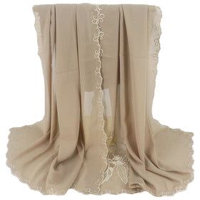 Luxury Brand Fashion Shawl Embroidery Chiffon Plain Classic Chiffon Women Hijab Malaysia Fashion Muslim Hijab
