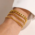 Men Bracelet Rope Chain Stainless Steel 18k Gold Plated Jewelry Non Tarnish Figaro Miami Cuban Link Curb Chain Bracelet 5mm