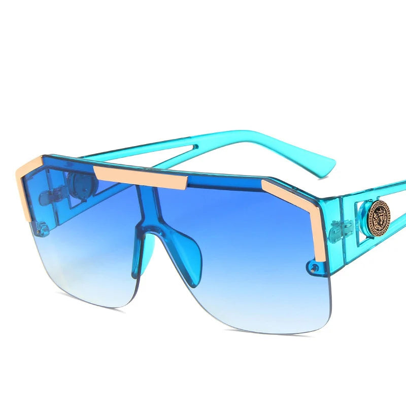 New Cool One Lens lion Head Gradient Fashion Glasses Mens  One Piece Sports Sunglasses Women Oversized