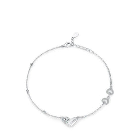 Hot Sale Bracelet 925 Sterling Silver Love Heart Zircon Niche Design Simple Bracelets for Women Jewelry Making