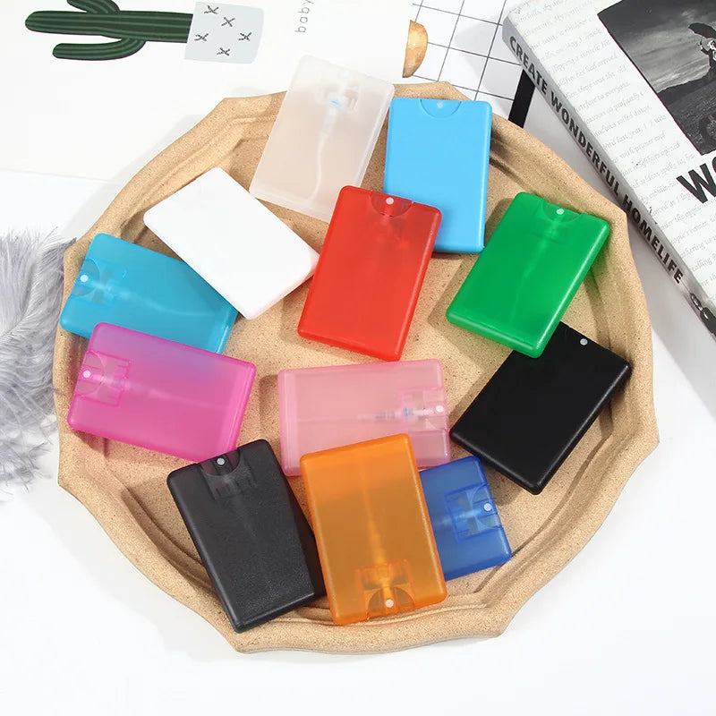20ml Empty PET/PP Credit Card Pocket Size Perfume Mist Flat Pressure Spray Bottle Screw Cap Screen Printing Customizable Color