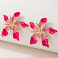 2025 Earring Fashion Woman Exaggerated Big Flower 18k Gold Plated Earrings Enamel Blue Geometric Alloy Flower Stud Earrings