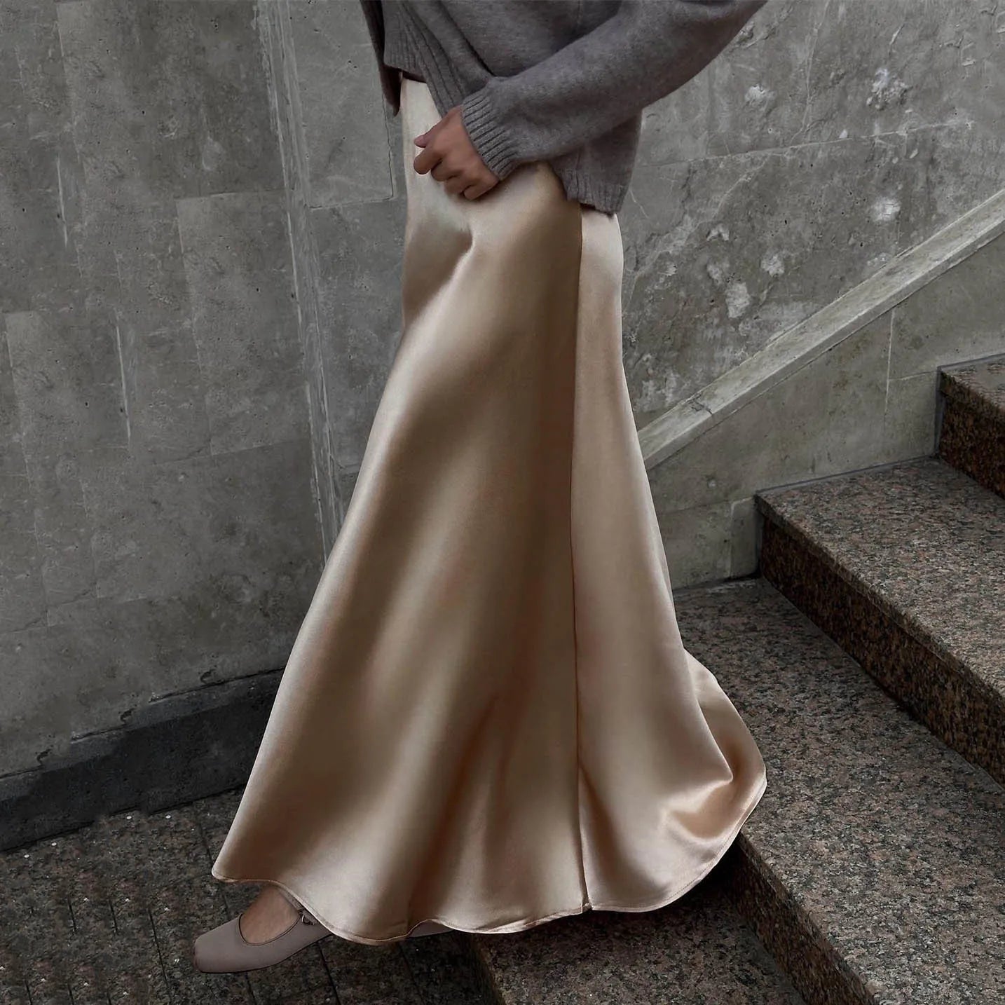 Boutique Wholesale 2026 Spring New French Commuter Satin Hanging Fish Tail Skirt Imitation Acetic Acid Women's Half Skirt
