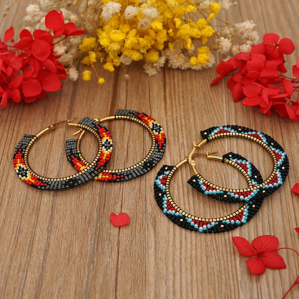 Boho Miyuki Seed Beads Handmade Glass Beads Earrings Beaded Statement Earrings Girls
