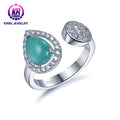 Kirin S925 Sterling Silver Female Fashion Ring Exquisite Opal Elegant Retro Opening Zircon Classic Oval Cut for Weddings
