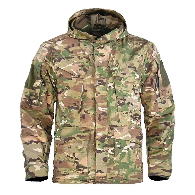 Wholesale M65 Camouflage Tactical Jackets for Men Waterproof Flight Pilot Hunting Windbreaker Coats Hoodie Multi-Pocket Canvas