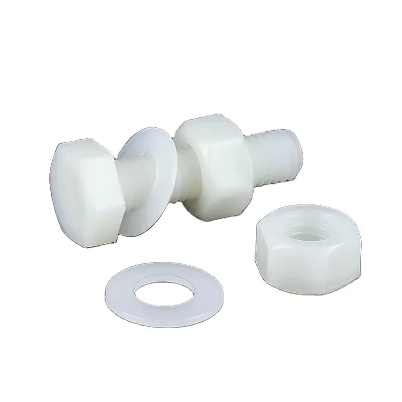 M20 X 60mm Nylon Hexagon Screws and Nuts Plain Pad Set Plastic Insulated Plastic Hex Head Bolts