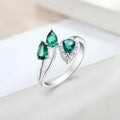 Pear Shaped 925 Sterling Silver Engagement Ring With Green CZ Halo Diamond for Wedding Featuring a ZIRCON As Main Stone