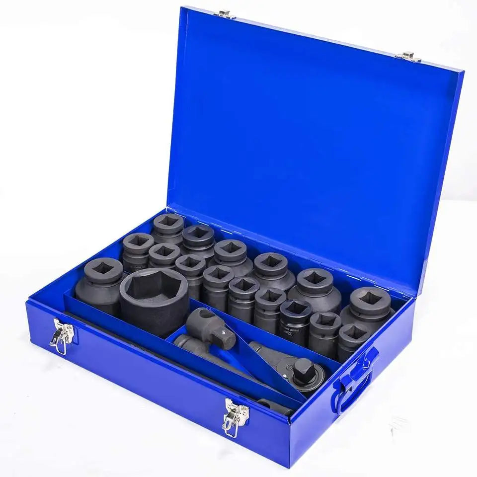 Socket Wrench Set Repair Tool Kit 1-inch DR Deep MM Drive Extension Bar with 27mm to 80mm Case