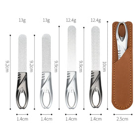Double Sided Non Slip Stainles Steel Nail File Good Quality Thick Finger Nail File with Pouch