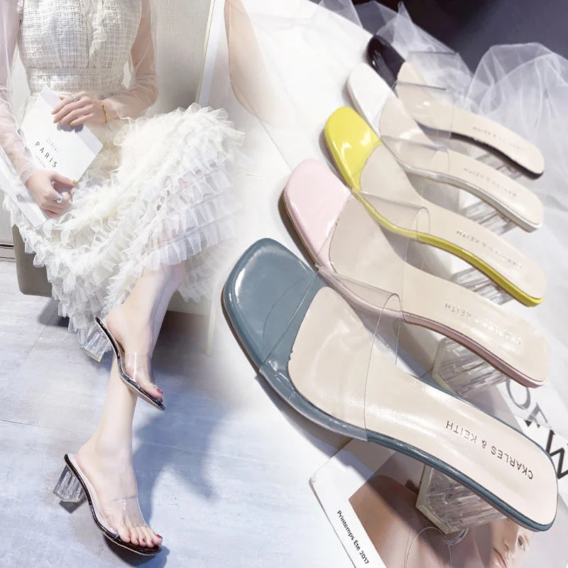 5 Color Transparent Heels Slipper Ladies Sandal No.A11