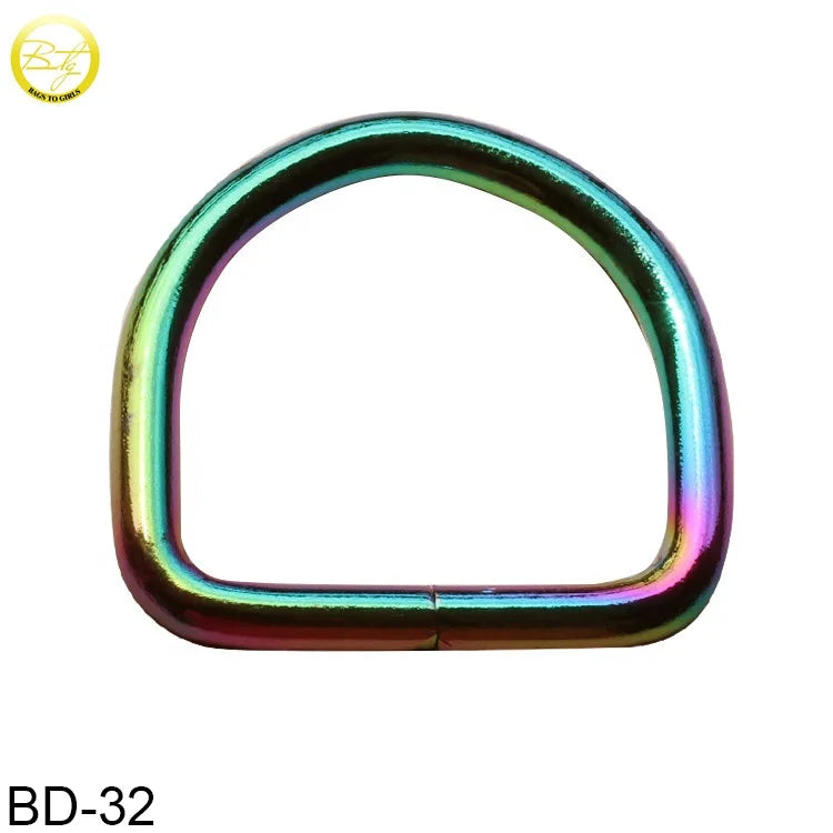 Wholesale 25mm Purse Metal D Buckle Hardware Dog Collar Adjustable Metal Stripe Rainbow Color d Ring Parts for Leather Wallet