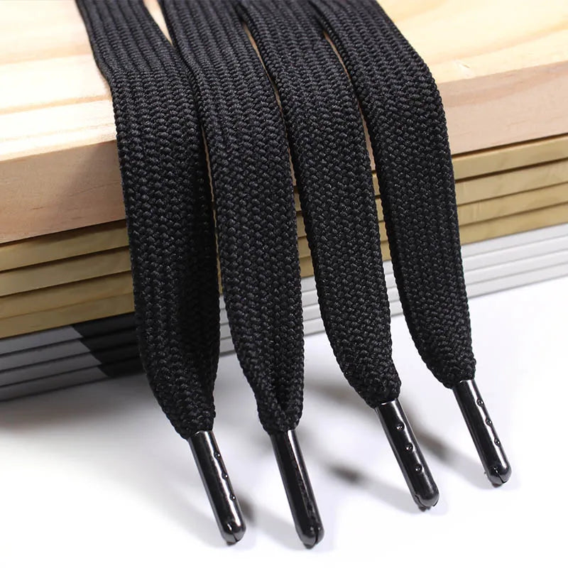 Hot Sale Custom Colored 1cm Polyester Nylon Flat Braided Hoodie Cords Shoe Lace Drawstring Cord Rope With Metal Tips for Garment