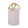 Hot Sale Heavy Duty White Outdoor Japanese Style square Luxury Tote Canvas Bag with Wooden Handle