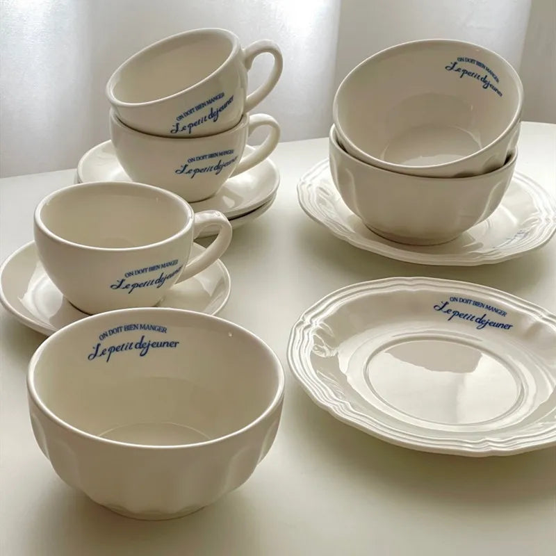 Solhui Korean Ins Ceramic Blue French Dinnerware Breakfast Dessert Plates