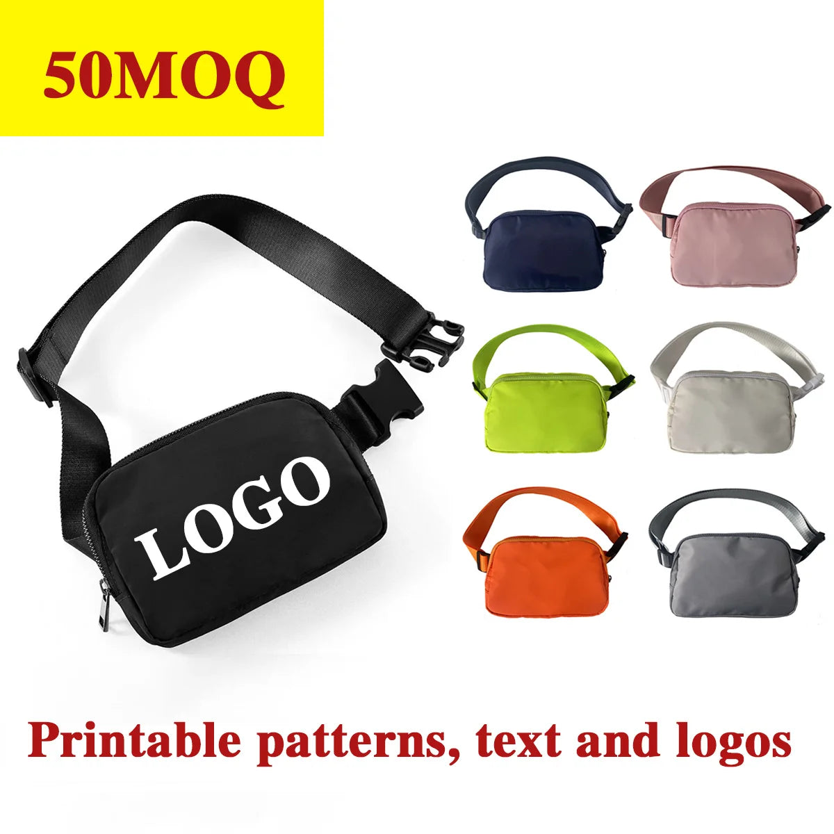 Wholesale Custom logo Belt Bag Waterproof Nylon Fanny Pack Crossbody Sports Everywhere Belt Bag for Yoga Fitness Hiking