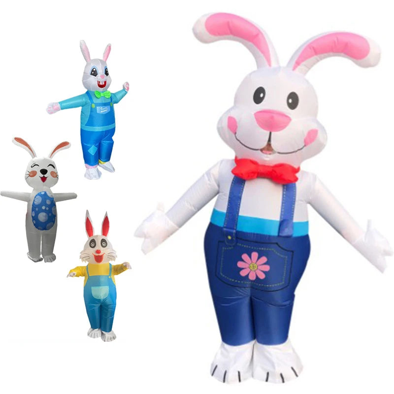 Easter Party Inflate Bunny Mascot Walking Blow up Rabbit Doll Costume Inflatable Valentine's Day Rabbits for Adults