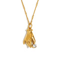 Niche Style Personalized  Diamond Necklace Stainless Steel 18K Gold Plated Women's Victorian Hand Necklace for Women