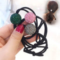 New Version Korean Shiny Rhinestone Ball Knotted Hair Ties Rubber Band Hair Rope Stylish Head Scrunchies for Women