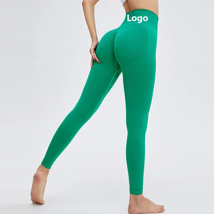 Custom Logo Seamless Yoga Pants High Waist Slim Peach Hip Lifting Sports Tights Running Fitness Yoga Leggings