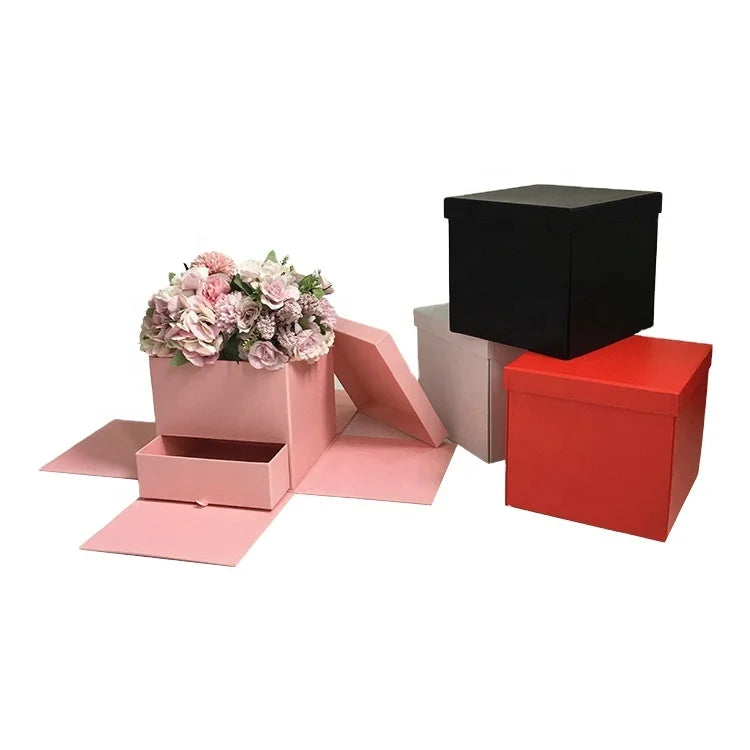 High Quality Creativity Square Photo Box Drawer Box Flower Surprise Box