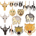 Swallow Tiger Leopard 3D Buffalo Cow Bull Head Elephant Animal Charm Pendant18K Gold Plated Zircon Necklace Jewelry Supply