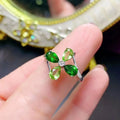 Hot Selling 925 Sterling Silver Adjustable Women's Fashion Rings Custom Natural Diopside Rhodium Diamond Pearl Religious Jewelry