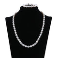 Zhuji Luxury Trendy Wedding & Engagement Gift for Women 8-9mm Rice Pearl Bracelet Necklace Set