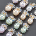 MA41 6pcs/lot Handmade 18k Gold Plated Metal Candy-Colored Crystal Ball Flower Earrings Korean Design DIY Jewelry Making Bag MegaBDM