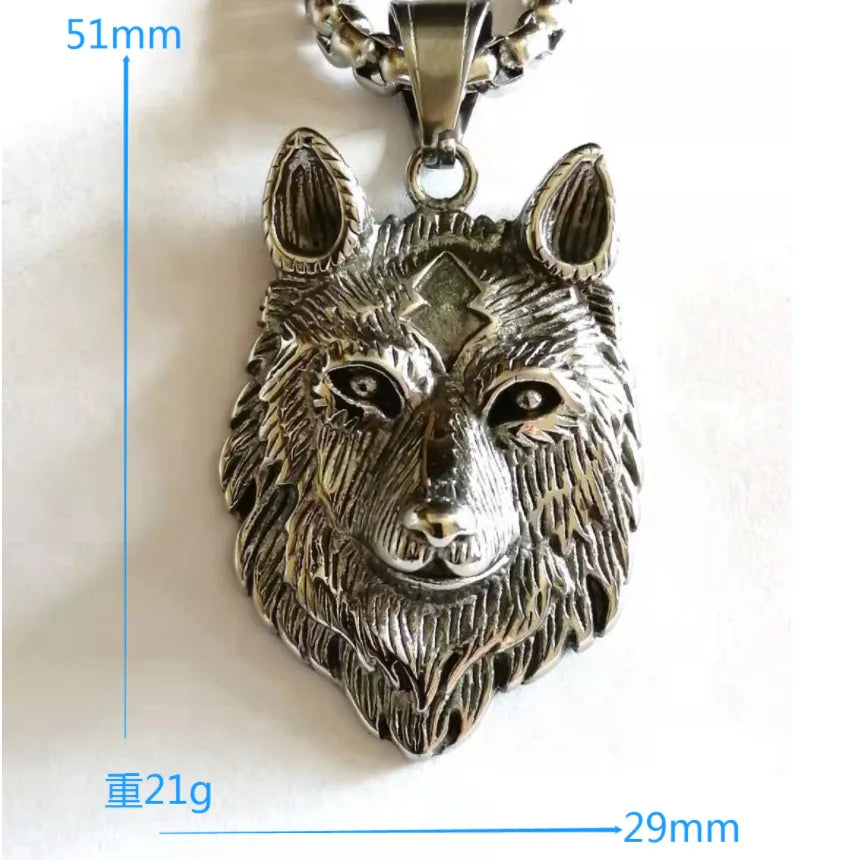Punk Icefield Wolf Viking Wolf Head  Pendants Retro Stainless Steel Charms for DIY Necklace Jewelry