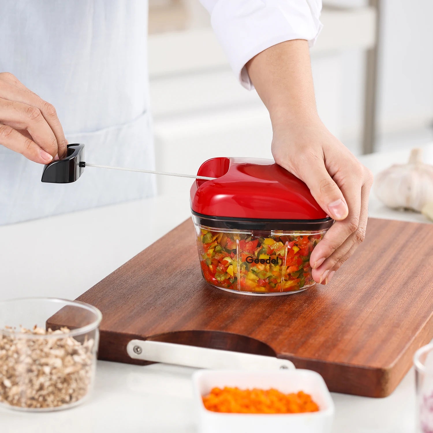 Plastic Manual Pull Onion Vegetable Chopper Hand Vegetable Cucumber Chopper