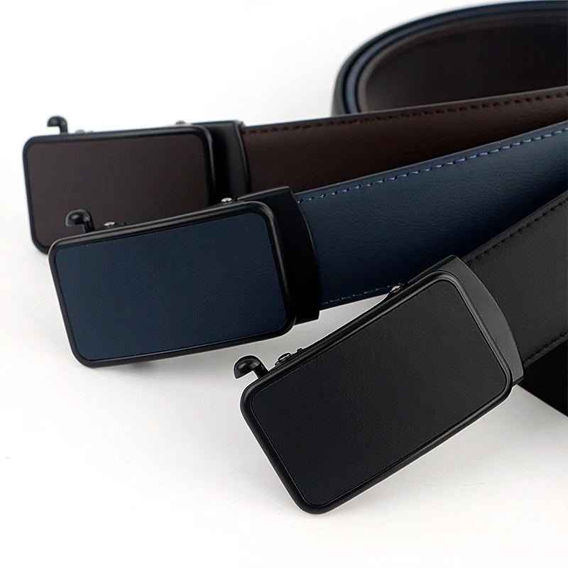 Customizable Metal Automatic Buckle Leather Belt High-end Atmosphere Men Leather Belt to Match Casual Business Formal Wear