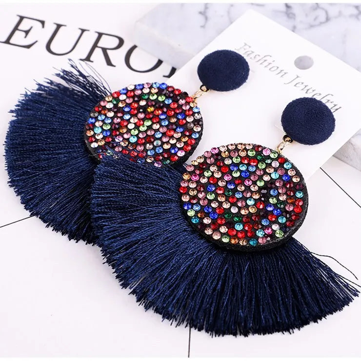 Sector Tassel Earrings Diamond Earrings  Rope Drop Dangle Earrings Wholesale