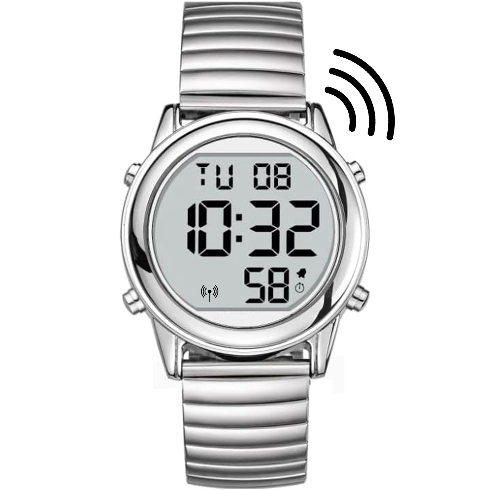 Us UK De Fr Japan Atomic Talking Watch LCD Big Number Talking Watch for the Blind or Elderly