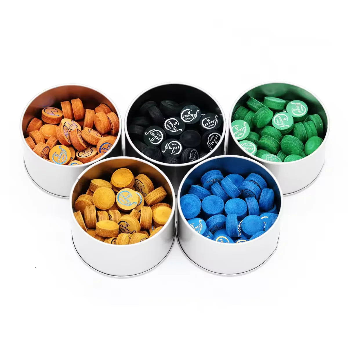 Premium Multi Layer Leather Carom Cue Tip Product Nicest Billiard Pool Cue Stick Tips 14mm 50pcs Per Can MegaBDM