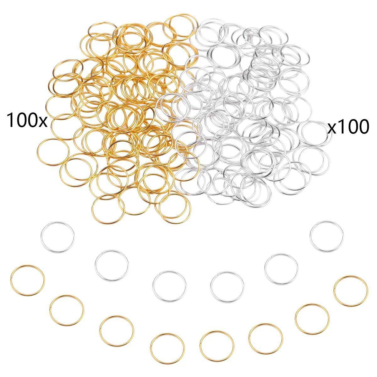 200pcs 14mm Hair Braid Rings Accessories Gold Silver Clips for Women and Girls Dreadlocks Beads Set