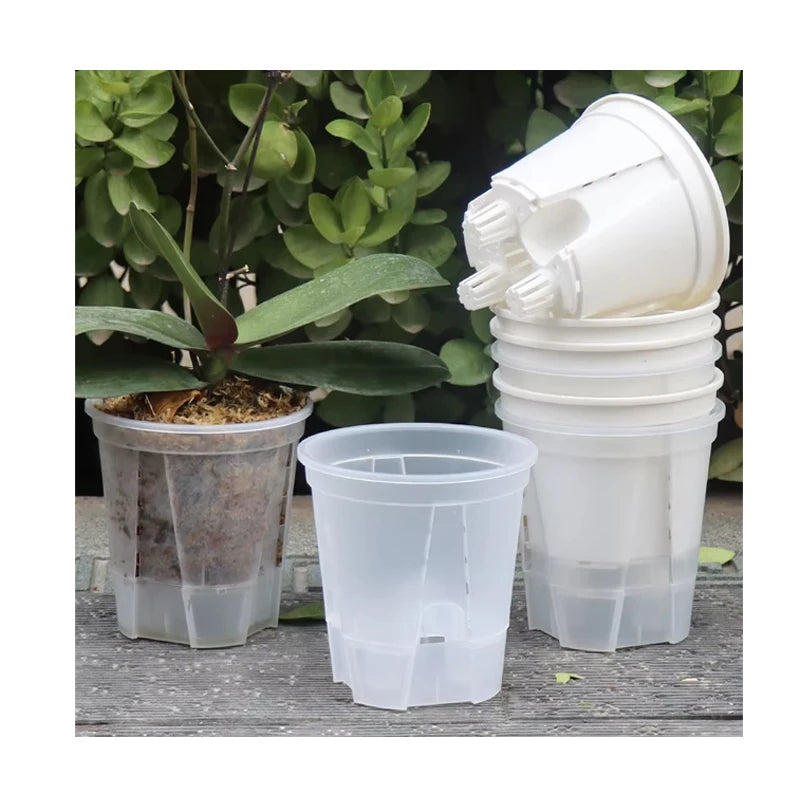 6 Inch Orchid Root Control White Self Watering Pot Clear Plastic Pots for Plant Transparent Flower Pot