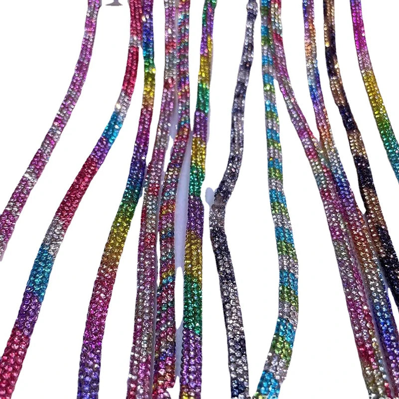 Women's Shoes Accessories Decorated Hot Fix Crystal Rhinestone Strip Cotton Core Rope Garment 10 Year Lifespan Made Glass