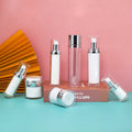 30ml 50ml Luxury Silver/gold Airless Pump Bottle Skincare White Double Wall Cream Jar  30g 50g