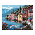 Paints by Numbers Villa by the Lake Landscape Pictures Oil Drawing by Numbers Full Set Coloring by Numbers Home Decor