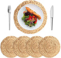 Popular Colourful Woven Placemats Braided Tablemats Brown Cheap Coloured Decorative 4 Pack Rattan Water Hyacinth Placemat