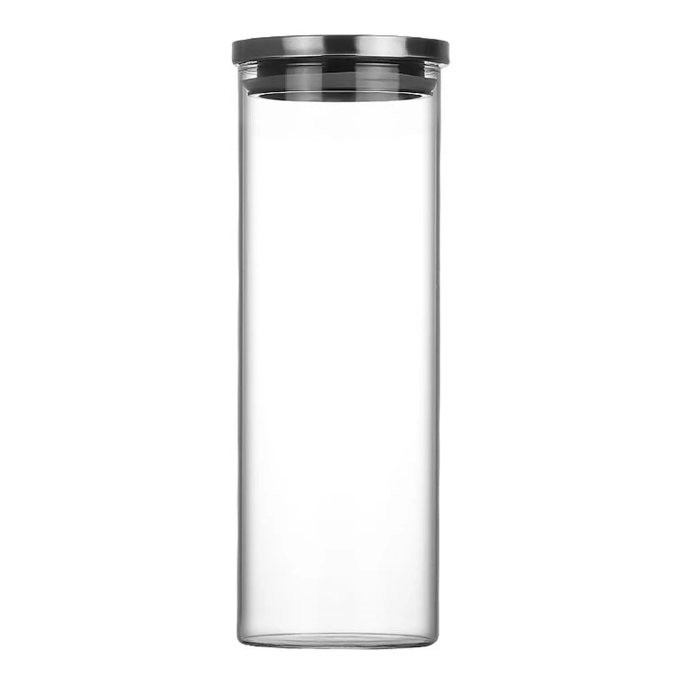 High Borosilicate Glass Storage Jar Food Container with Clamp Airtight Stainless Steel Lid