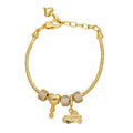 Custom Made 18K Gold Plated Snake Chain Personalized Beaded Bracelet Cubic Zirconia  Fashionable Jewelry Gift Women